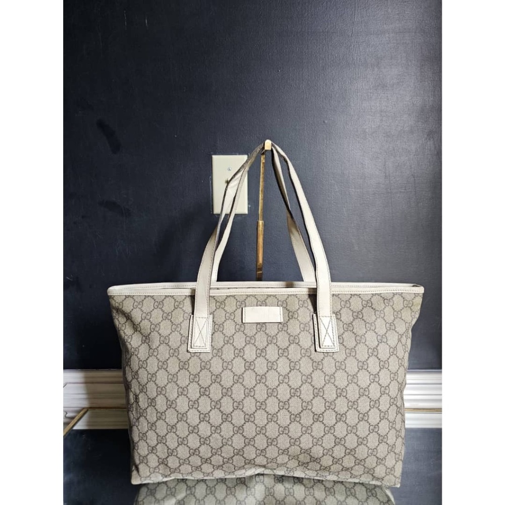 Authentic Gucci Gg Monogram Tote Bag Beige/Cream - Picture 4 of 14